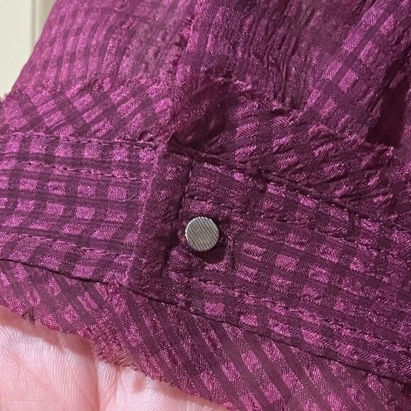 ANTHROPOLOGIE HD IN PARIS Thistleberry Gingham Sheer Blouse Cranberry Women’s 4 - Picture 4 of 7